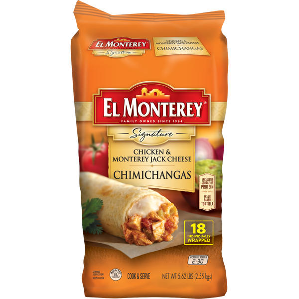 El Monterey Signature Chimichangas, Chicken & Cheese, 5 oz, 18 ct