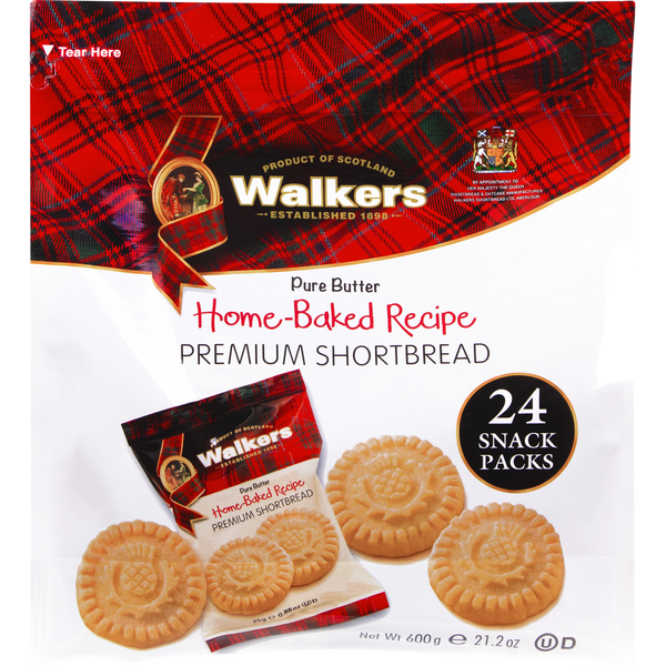 Walkers Pure Butter Premium Shortbread Cookies, 0.89 oz, 24 ct