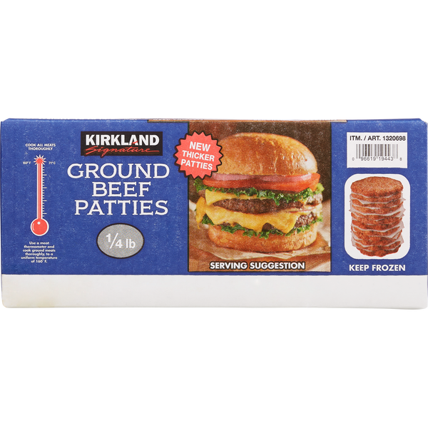 Kirkland Signature Ground Beef Patties, 1/4 lb Patty, 40 ct