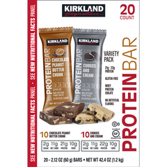 Kirkland Signature Protein Bar, Variety Pack, 2.12 oz, 20 ct