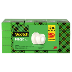 Scotch Magic Tape Refill, 3/4" x 1500", 12 ct