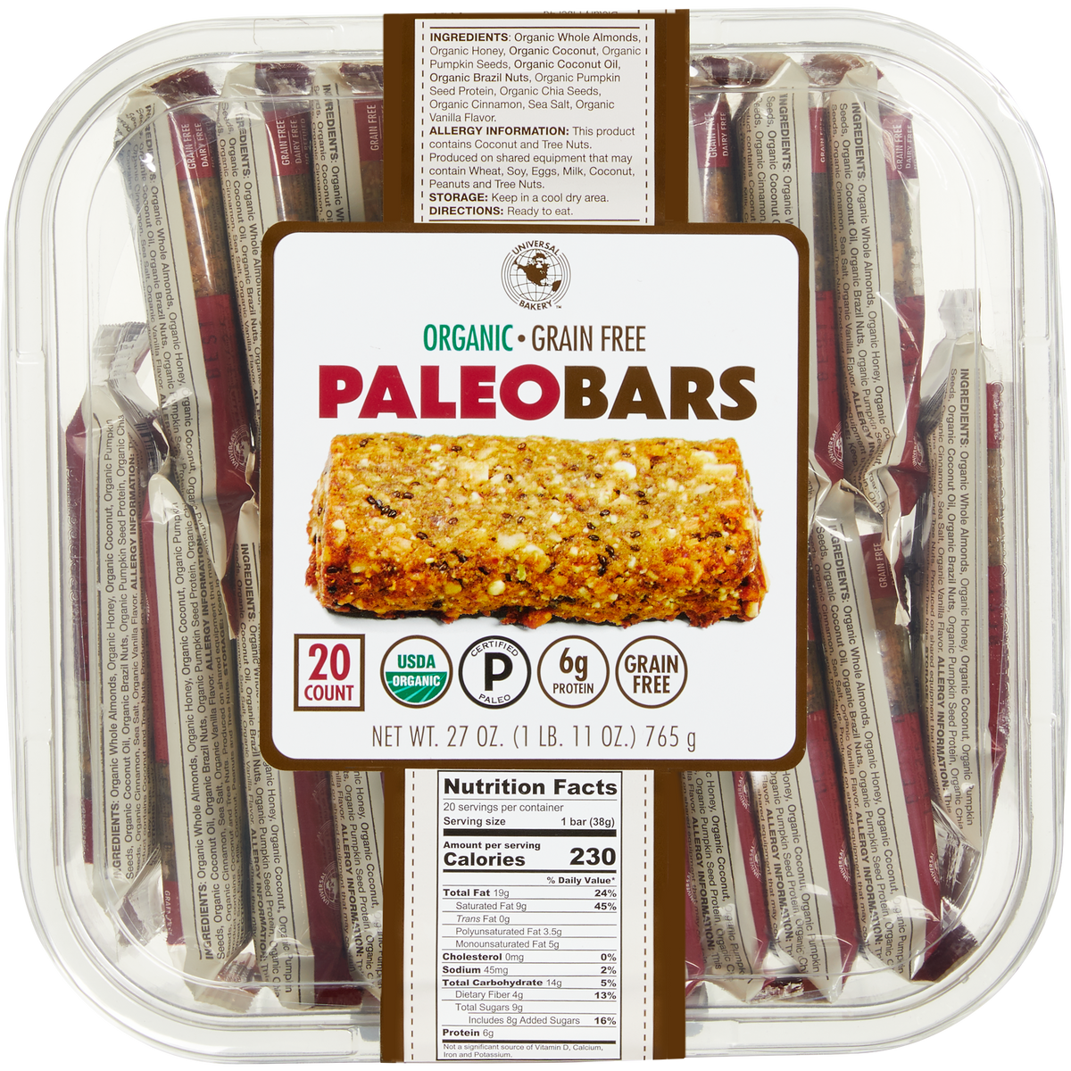 Universal Bakery Organic Paleo Bars, 20 ct