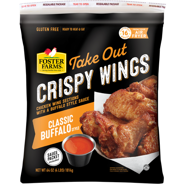 Foster Farms Take Out Crispy Chicken Wings, Classic Buffalo, 4 lbs