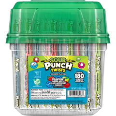 Sour Punch Twists, 6" Individually Wrapped Candy, Assorted Flavors, 180 ct