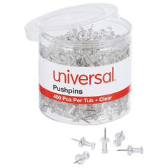 Universal Push Pins, Clear, 3/8", 400 ct