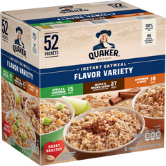 Quaker Instant Oatmeal, Variety Pack, 1.51 oz, 52 ct