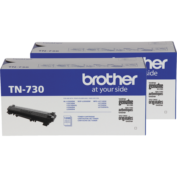 Brother BRTTN730 Toner Cartridge, Black, 2 pk