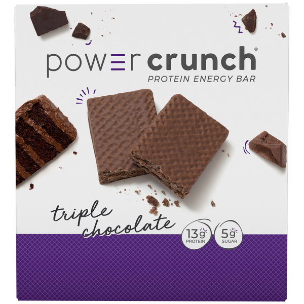 Power Crunch Protein Energy Bar, 13g Protein, Triple Chocolate, 1.4 oz, 12 ct