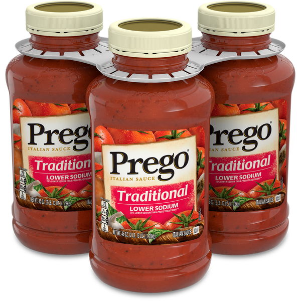 Prego Italian Sauce, Traditional Lower Sodium, 45 oz, 3 ct