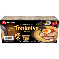 Nongshim Tonkotsu Ramen Premium Noodle Soup, Rich Pork Broth, 3.56 oz, 6 ct