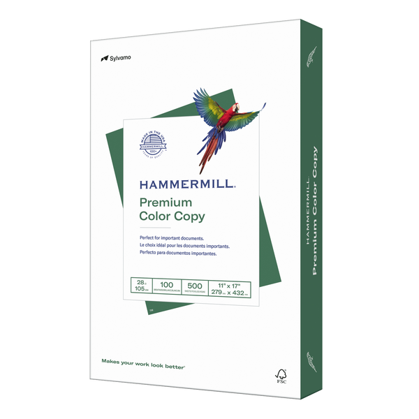 Hammermill Premium Color Copy Paper, 100 Bright, 28 lb, White, 11" x 17", 1 Ream, 500 Sheets