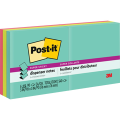 Post-it Super Sticky Dispenser Pop-up Notes, 3" x 3", Supernova Neons Collection, 90 Sheets, 6 Pads