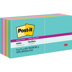 Post-it Super Sticky Notes, 3" x 3", Supernova Neons Collection, 90 Sheets, 12 Pads