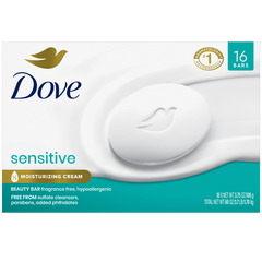 Dove Sensitive Skin Beauty Bar Soap, Hypo-Allergenic, 3.75 oz, 16 ct