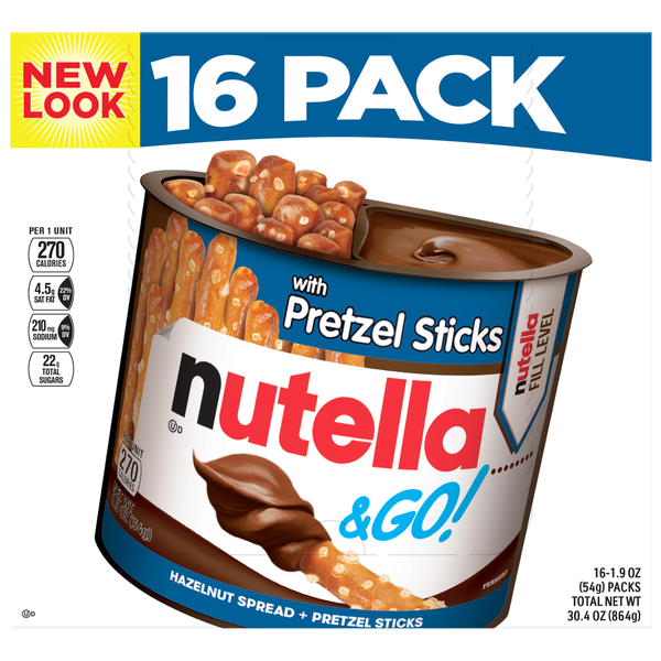 Nutella & Go Hazelnut Spread with Pretzel Sticks, 1.9 oz, 16 ct