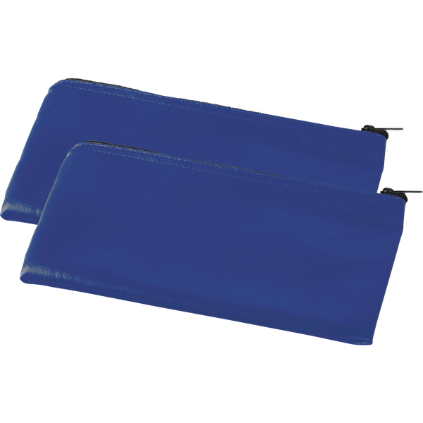 Universal Zippered Deposit Bag, 11" x 6", Blue, 2 ct