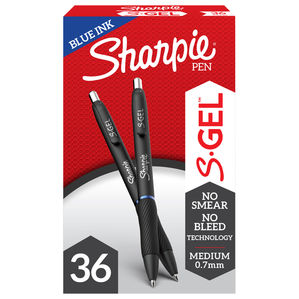 Sharpie S-Gel Retractable Gel Pen, Medium Point 0.7mm, Blue Ink, 36 ct