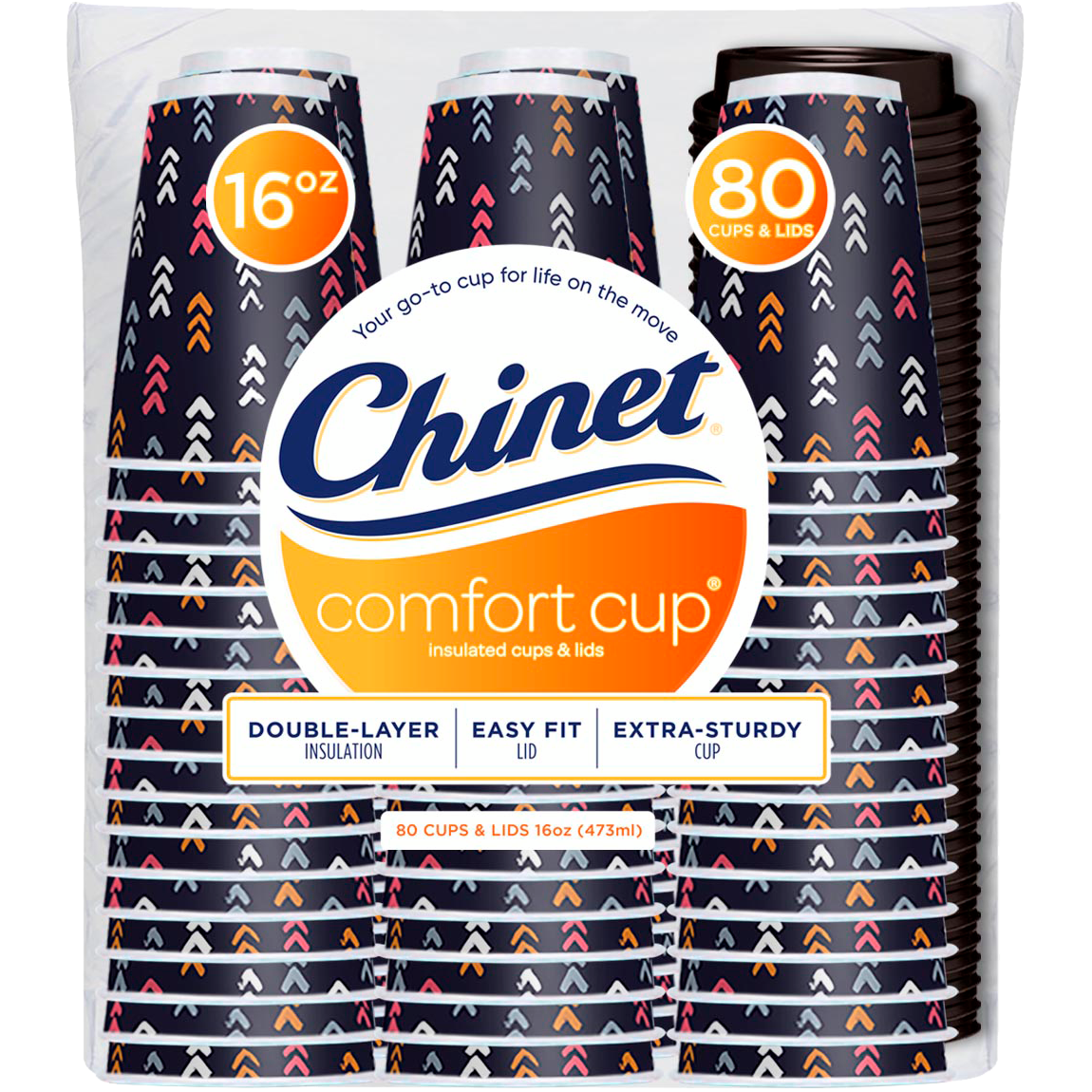 Chinet Comfort Cups, Hot Cups with Lids, 16 oz, 80 ct