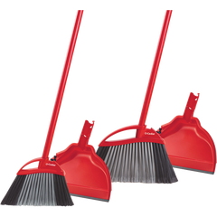 O-Cedar Broom and Dust Pan, PowerCorner Angle, Red, 2 sets