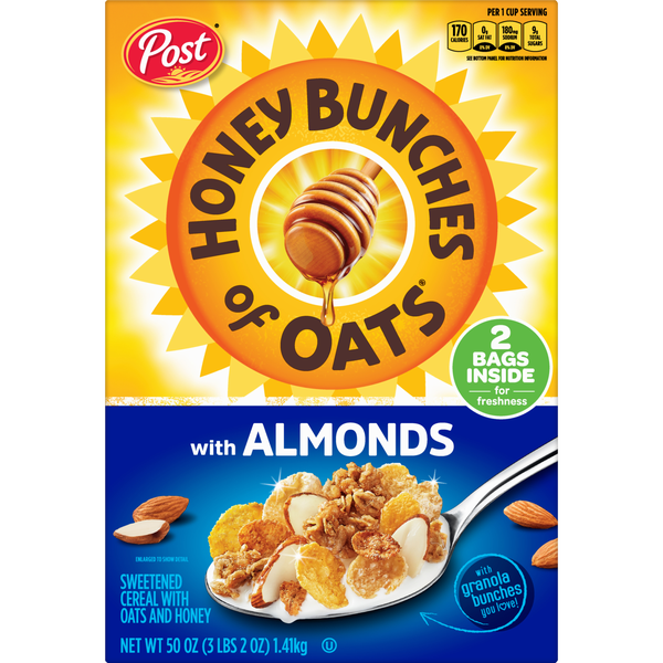 Post Honey Bunches of Oats Cereal, with Almonds, 50 oz