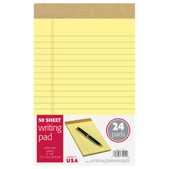 TOPS Junior Legal Notepad, Legal Ruled, Canary Yellow, 5” x 8”, 50 Sheets, 24 Pads