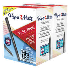 Paper Mate Write Bros. Ballpoint Stick Pen, Medium Point 1.0mm, Black Ink, 120 ct