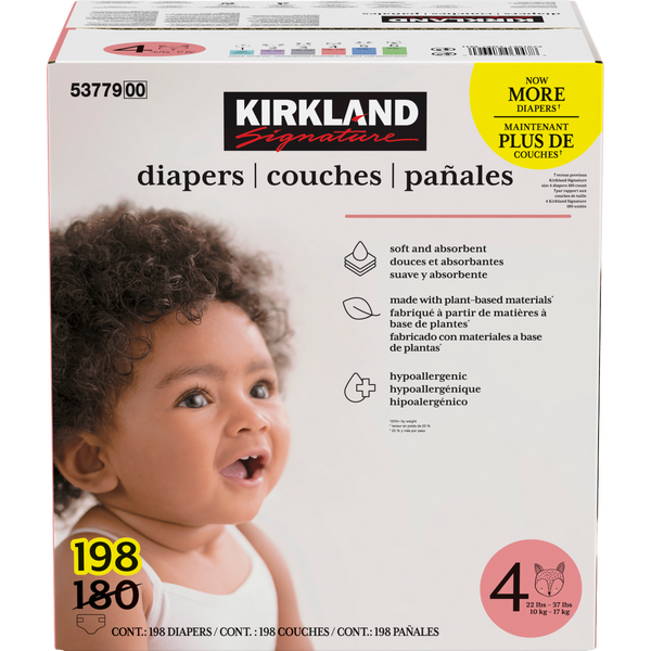 Kirkland Signature Diapers, Size 4, 198 ct