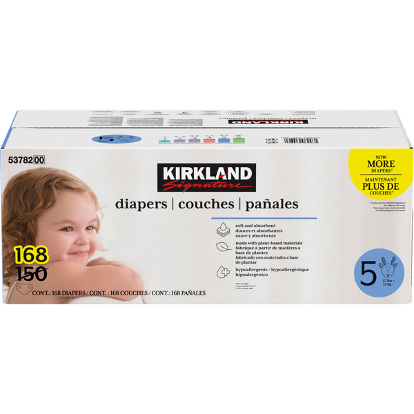 Kirkland Signature Diapers, Size 5, 168 ct