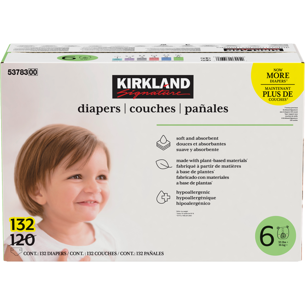 Kirkland Signature Diapers, Size 6, 132 ct