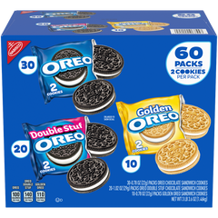 OREO Sandwich Cookies, Chocolate and Golden Variety Pack, 60 ct