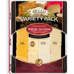 Cello Variety Pack, Cracker Cut, Premium Sliced Cheeses, 2 lbs