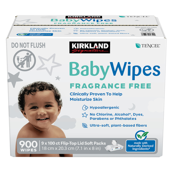 Kirkland Signature Baby Wipes, Fragrance Free, 900 ct