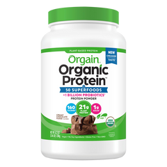 Orgain Organic Protein + 50 Superfoods Plant Based Protein Powder, 21g Protein, Creamy Chocolate Fudge, 2.64 lbs