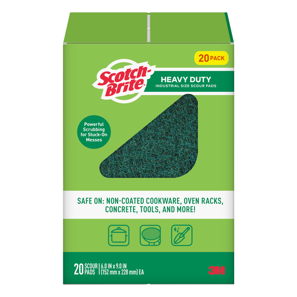 Scotch-Brite Heavy Duty Scour Pads, 6"L x 9"W, 20 ct