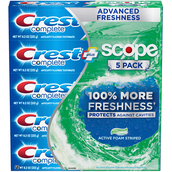 Crest Complete Toothpaste Plus Scope, Advanced Freshness, 8.2 oz, 5 ct