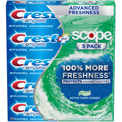 Crest Complete Toothpaste Plus Scope, Advanced Freshness, 8.2 oz, 5 ct