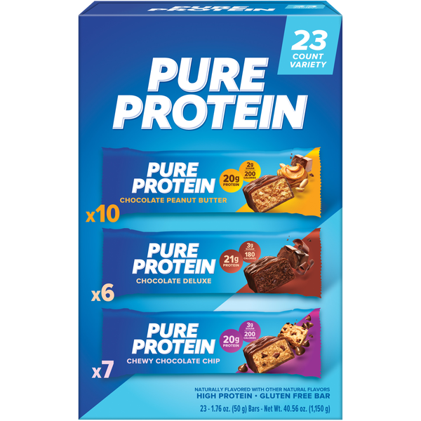 Pure Protein Bars, 20-21g Protein, Variety Pack, 1.76 oz, 23 ct