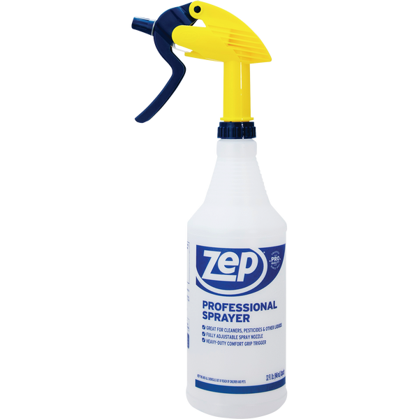 Zep Professional Spray Bottle with Trigger Sprayer, 32 oz, Clear Plastic, 3 ct