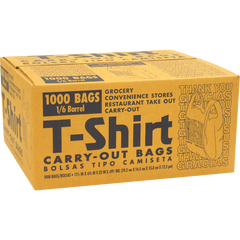 Poly-America Thank You/Gracias T-Shirt Carry-Out Bags, 1/6 Barrel, 1000 ct