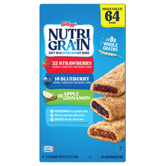 Kellogg's Nutri-Grain Breakfast Bars, Variety Pack, 1.3 oz, 64 ct