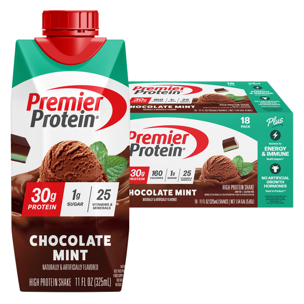 Premier Protein Shake, 30g Protein, Chocolate Mint, 11 fl oz, 18 ct