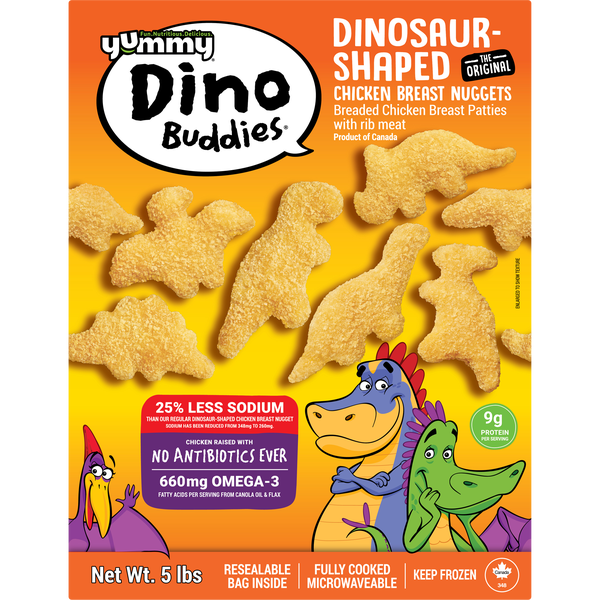 Yummy Dino Buddies Dinosaur-Shaped Chicken Breast Nuggets, 5 lbs