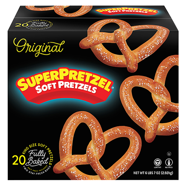 Super Pretzel Soft Pretzels, King Size, 5 oz, 20 ct