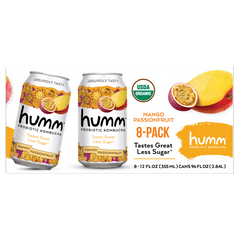 Humm Organic Probiotic Kombucha, Mango Passionfruit, 12 fl oz, 8 ct