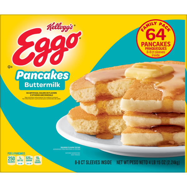 Kellogg's Eggo Pancakes, Buttermilk, 64 ct