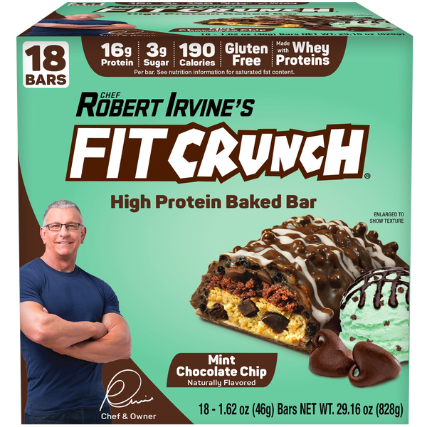 FITCRUNCH Protein Bars, 16g Protein, Mint Chocolate Chip, 1.62 oz, 18 ct