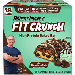 FITCRUNCH Protein Bars, 16g Protein, Mint Chocolate Chip, 1.62 oz, 18 ct