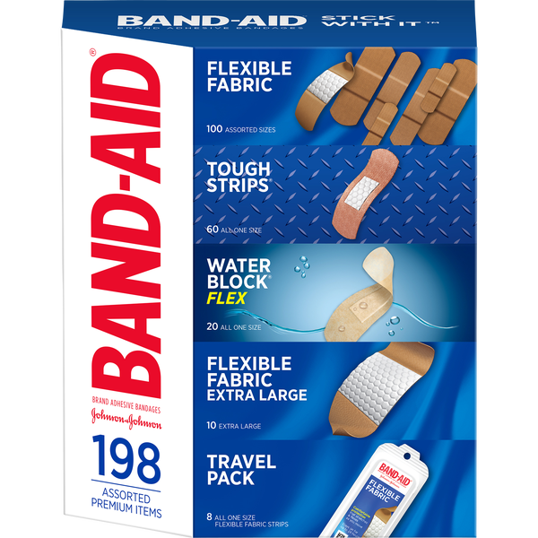 Band-Aid Adhesive Bandages, Assorted, 198 ct