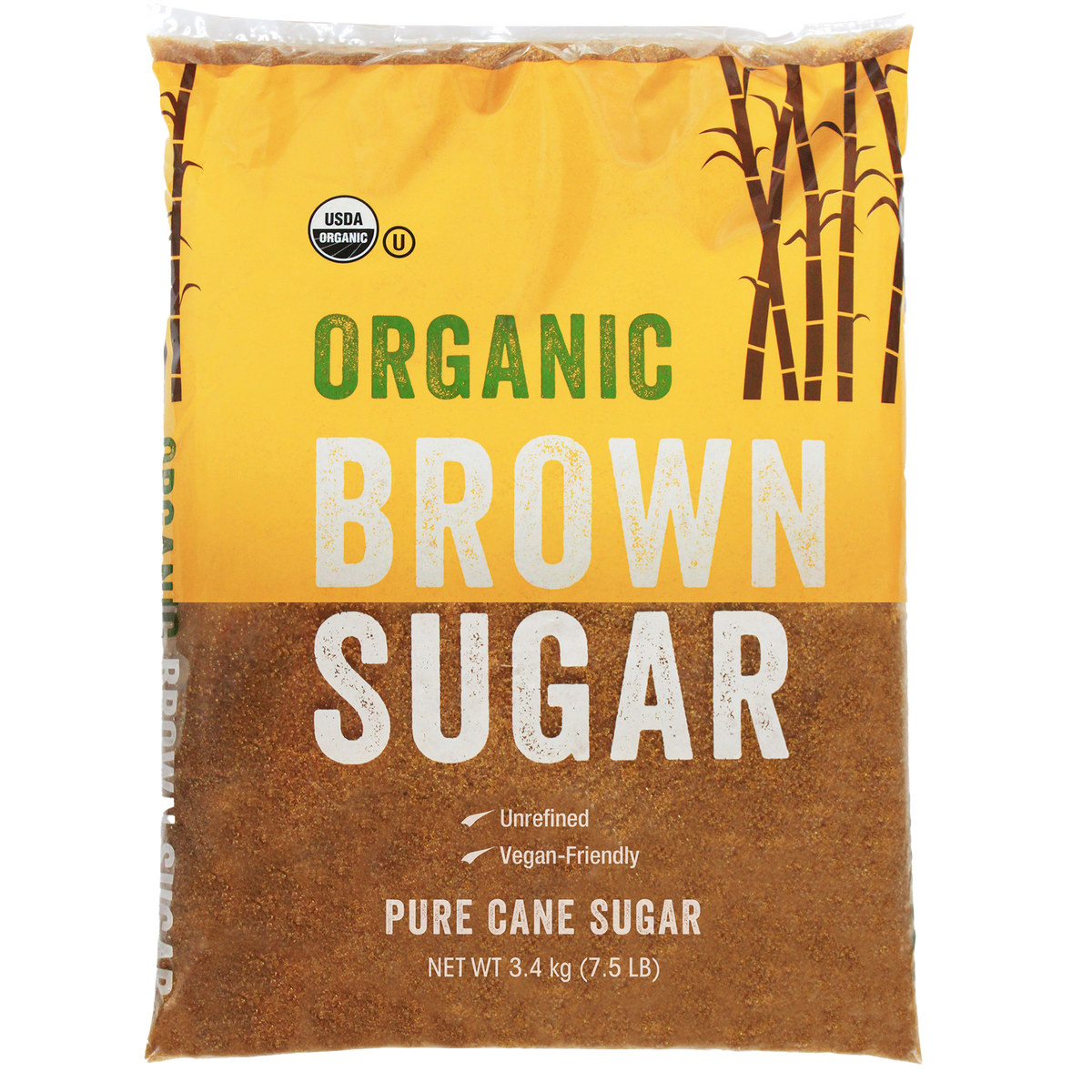 Organic Pure Cane Sugar, Brown, 7.5 lbs