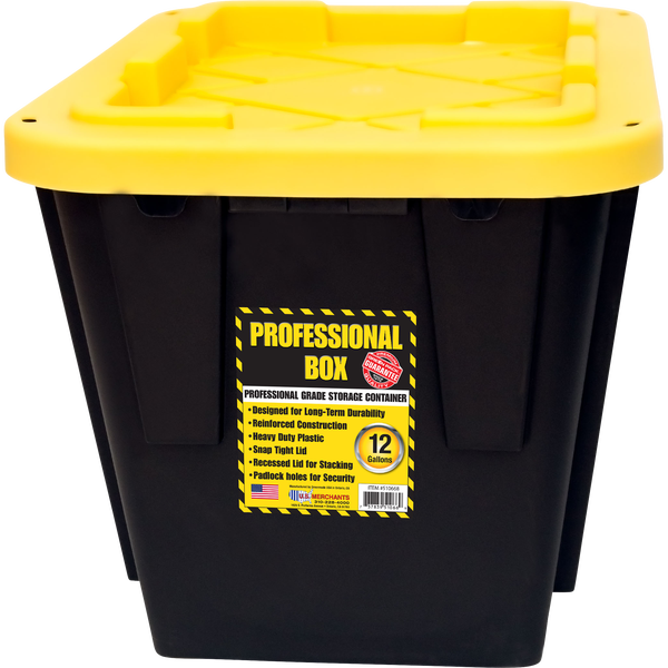 Greenmade Plastic Storage Bin with Lid, 12 Gallon, Black and Yellow, 2 ct